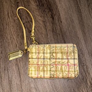 COACH Tattersall Gold Metallic Graffiti Wristlet